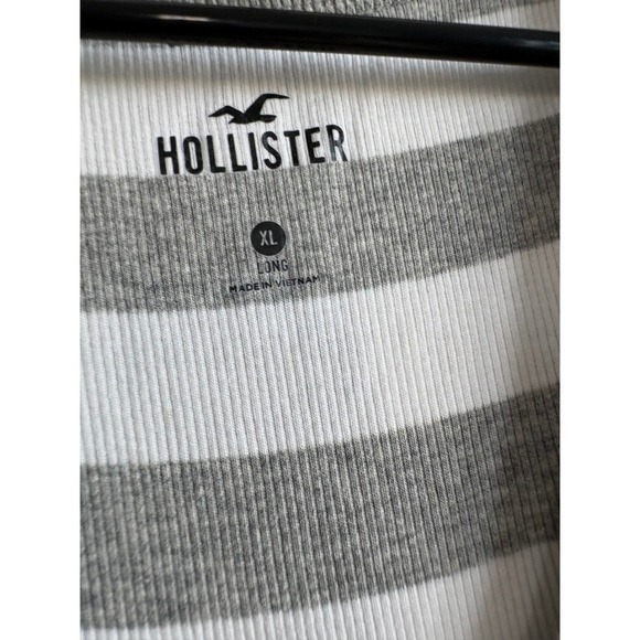 Hollister Striped Tank Top XL Extra Large Gray White Sleeveless Casual - Picture 3 of 4